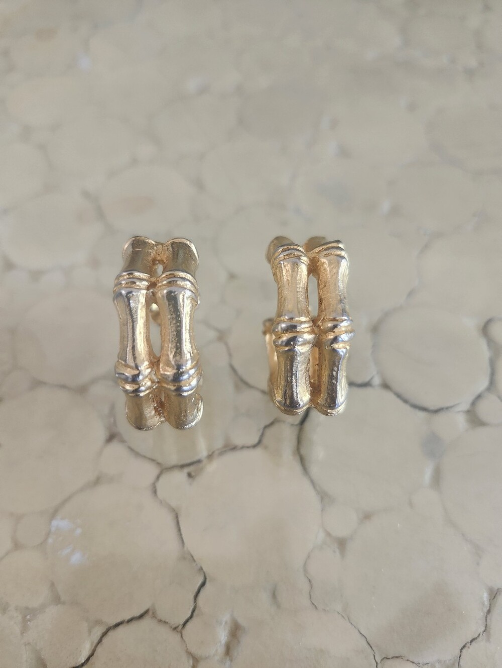 Vintage Kenneth Lane Gold-Tone Double Bamboo Earrings - Women's Jewelry